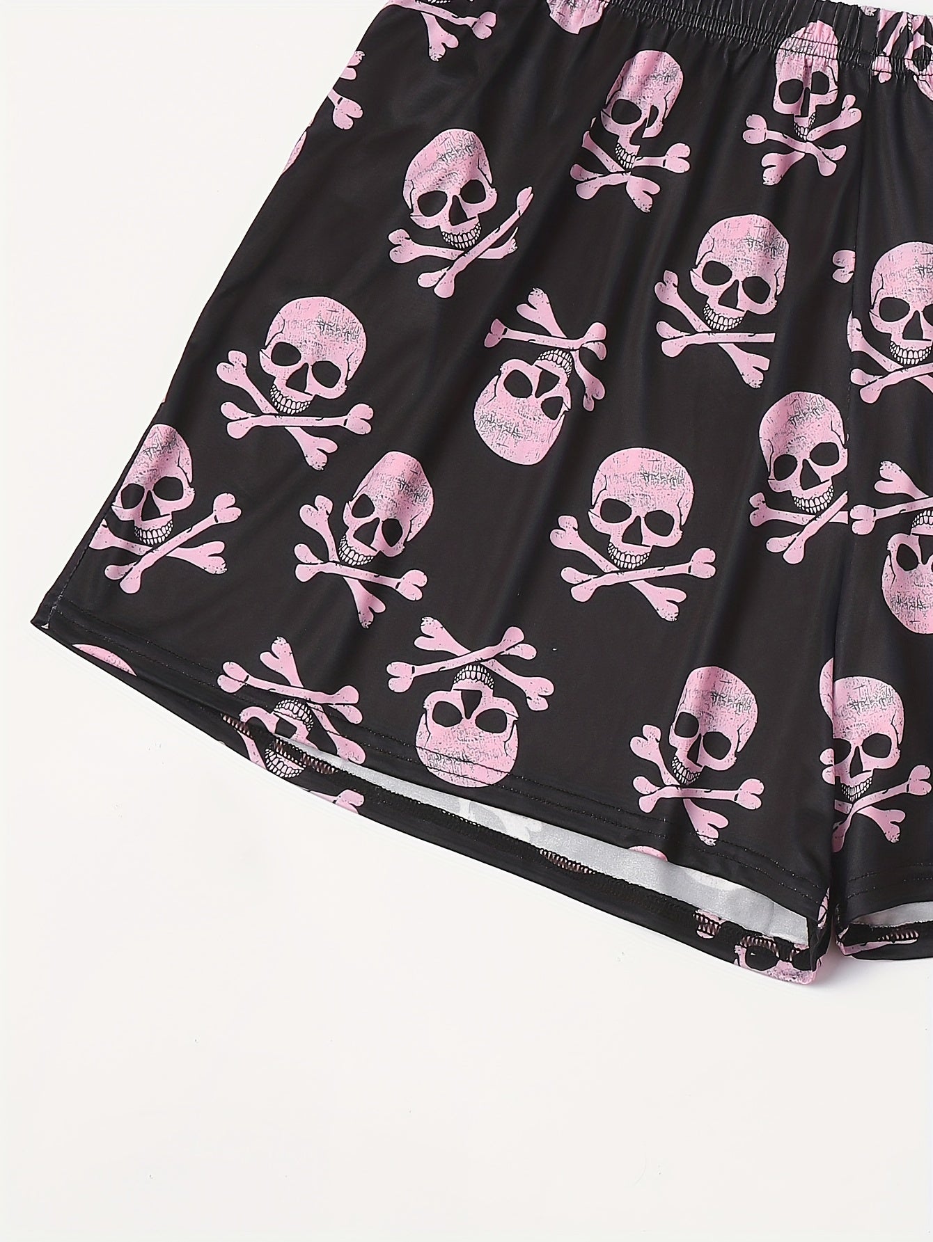  Skull Print Stretch Sleepwear Shorts