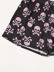  Skull Print Stretch Sleepwear Shorts