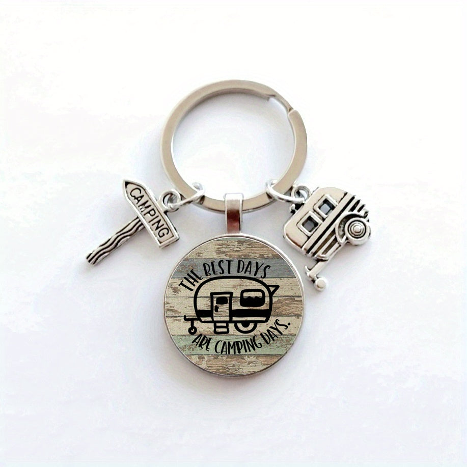Camping Car Keychain I Love Camping Trailer Sign Tag Holiday Memorial Gift Men
