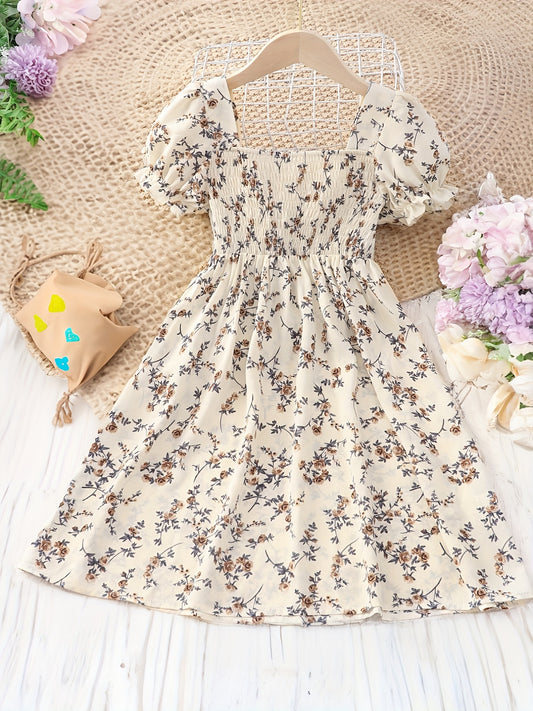 Girls Floral Graphic Dress for Summer Holiday Party