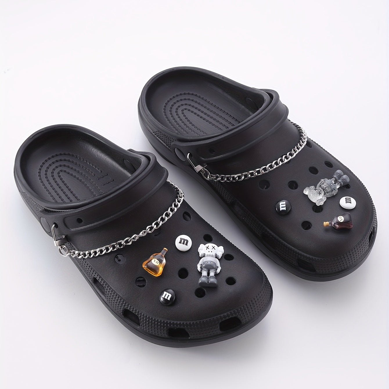 10pcs Mini Drink Bottle Shoe Charm Chain Clogs Buckle Sandal Slipper