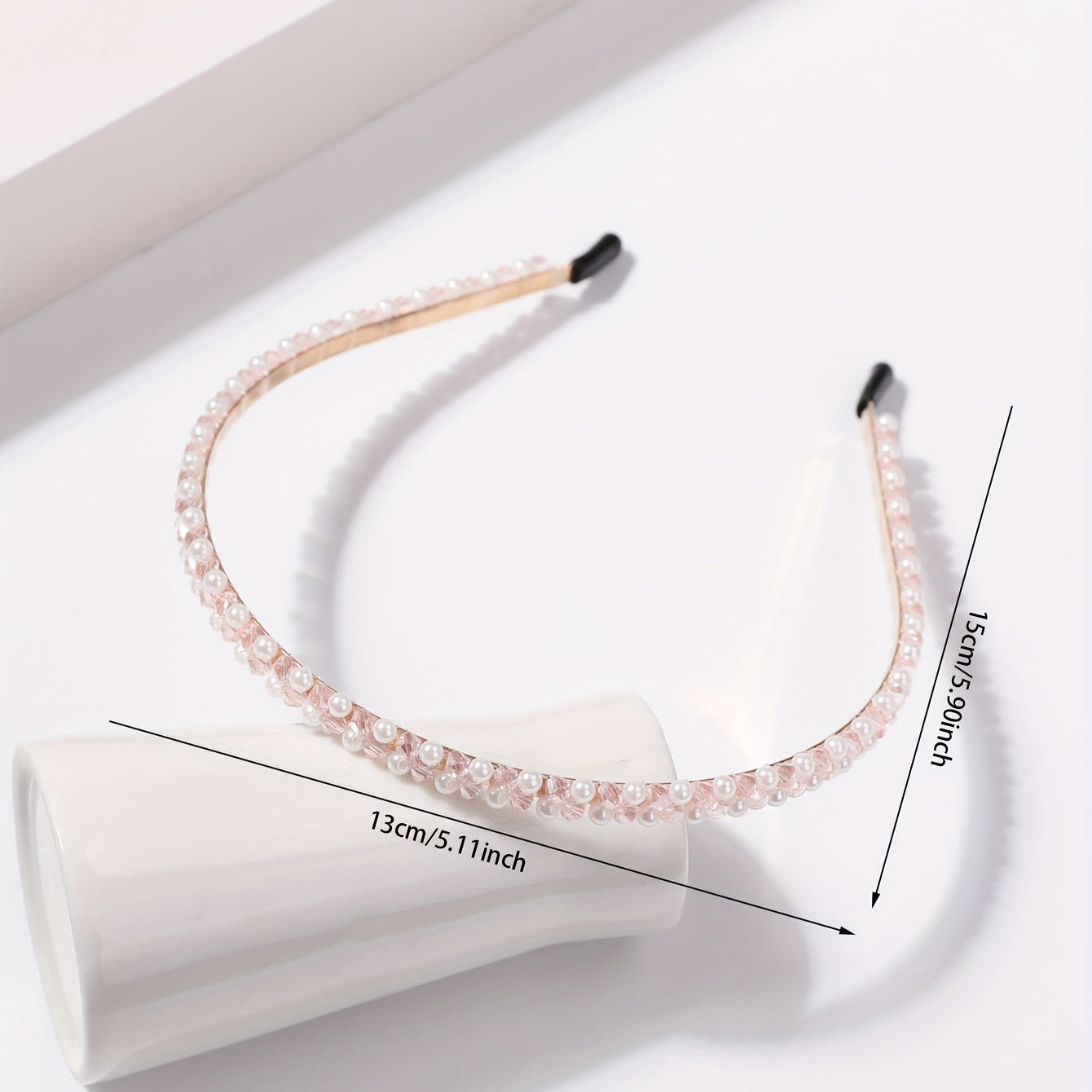 Faux Pearl Beaded Headband Non slip Head Hoop Skinny Headdress Hair Band