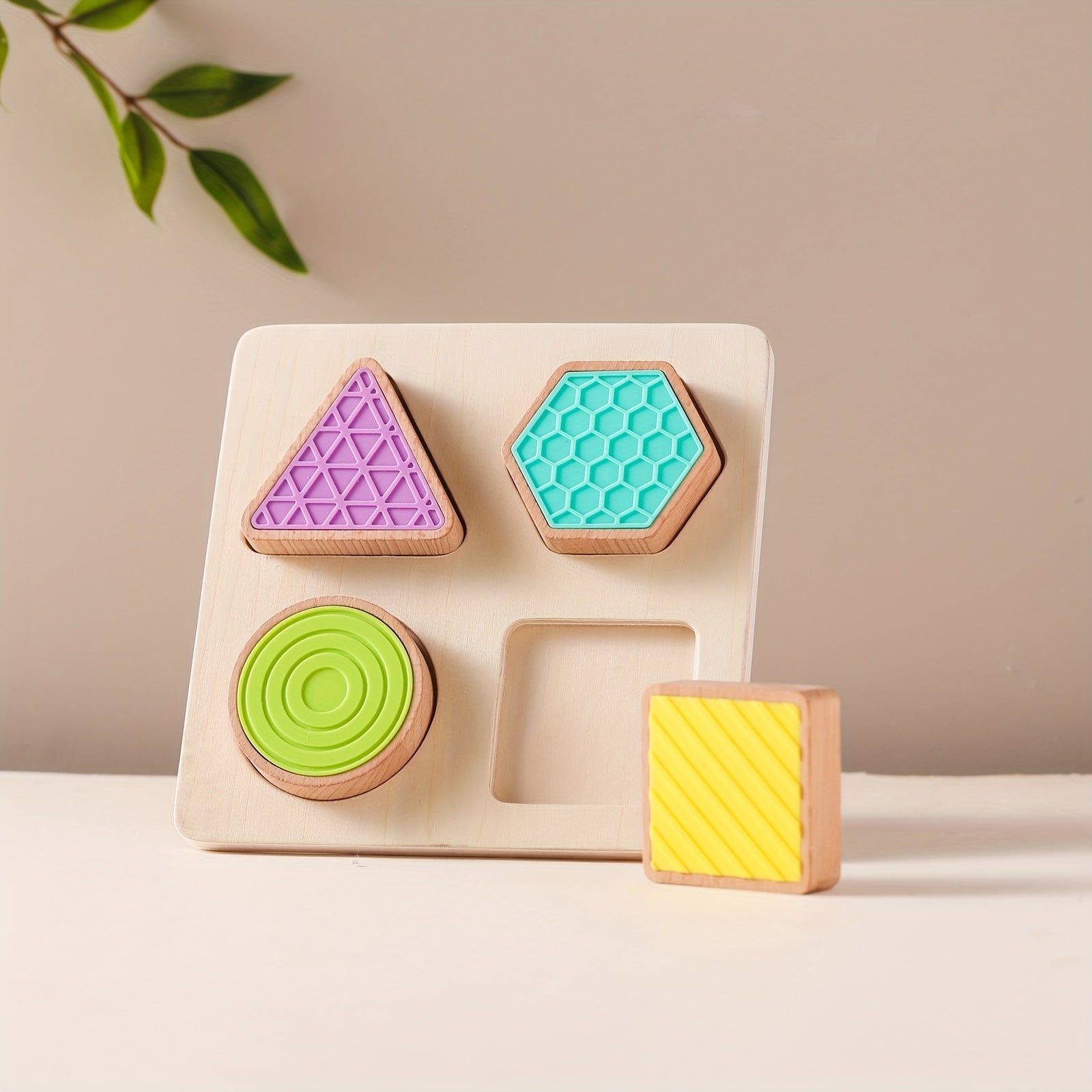 Wooden Sensory Shape Matching Puzzle Educational Toy for Cognitive Skills