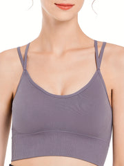 3pcs Criss Cross Back Sports Bras Comfy Breathable Running Workout Bra