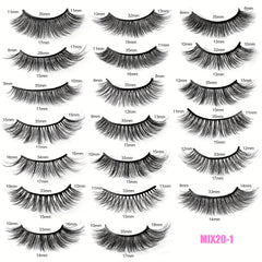 20 Mixed False Lashes Natural Thick Eyelashes Simulated Fiber Messy Slender