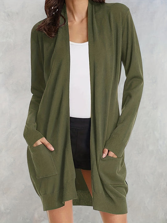  Open Front Cardigan with Pockets