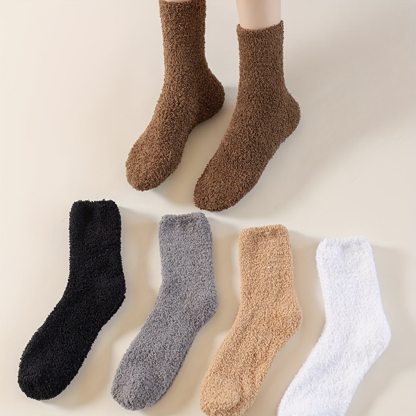 5 Pairs Plus Size Plush Sleeping Winter Warm Mid Calf Socks