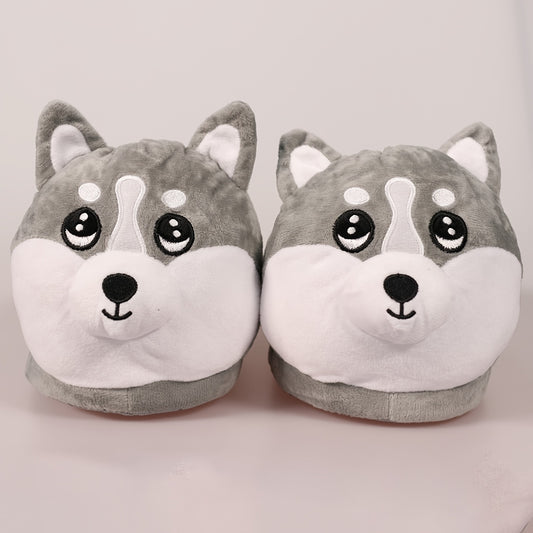 Men's Husky Plush Cozy House Slippers Anti Skid Winter Shoes