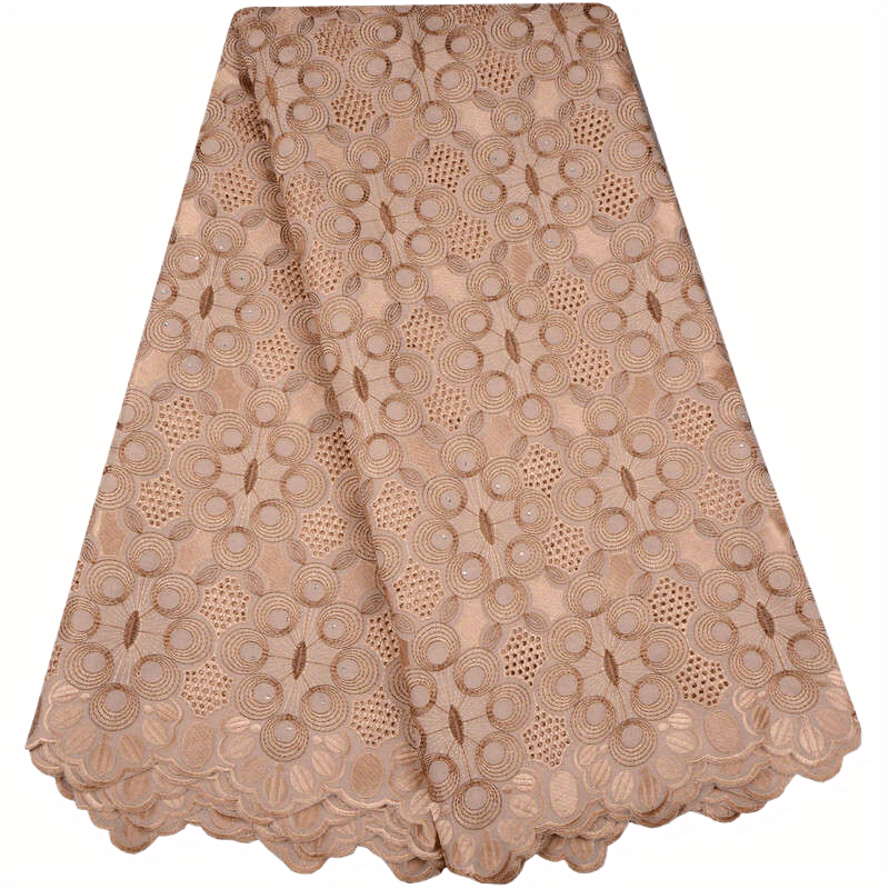 African Cotton Lace Fabric With Rhinestones 4.57m