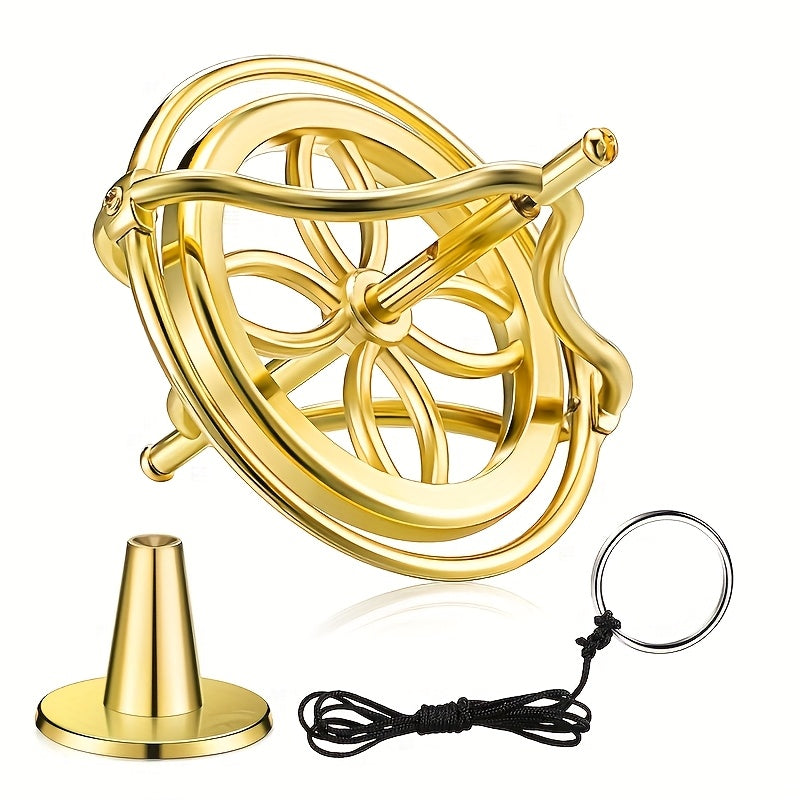 Golden Metal Gyroscope Keychain Spinning Top