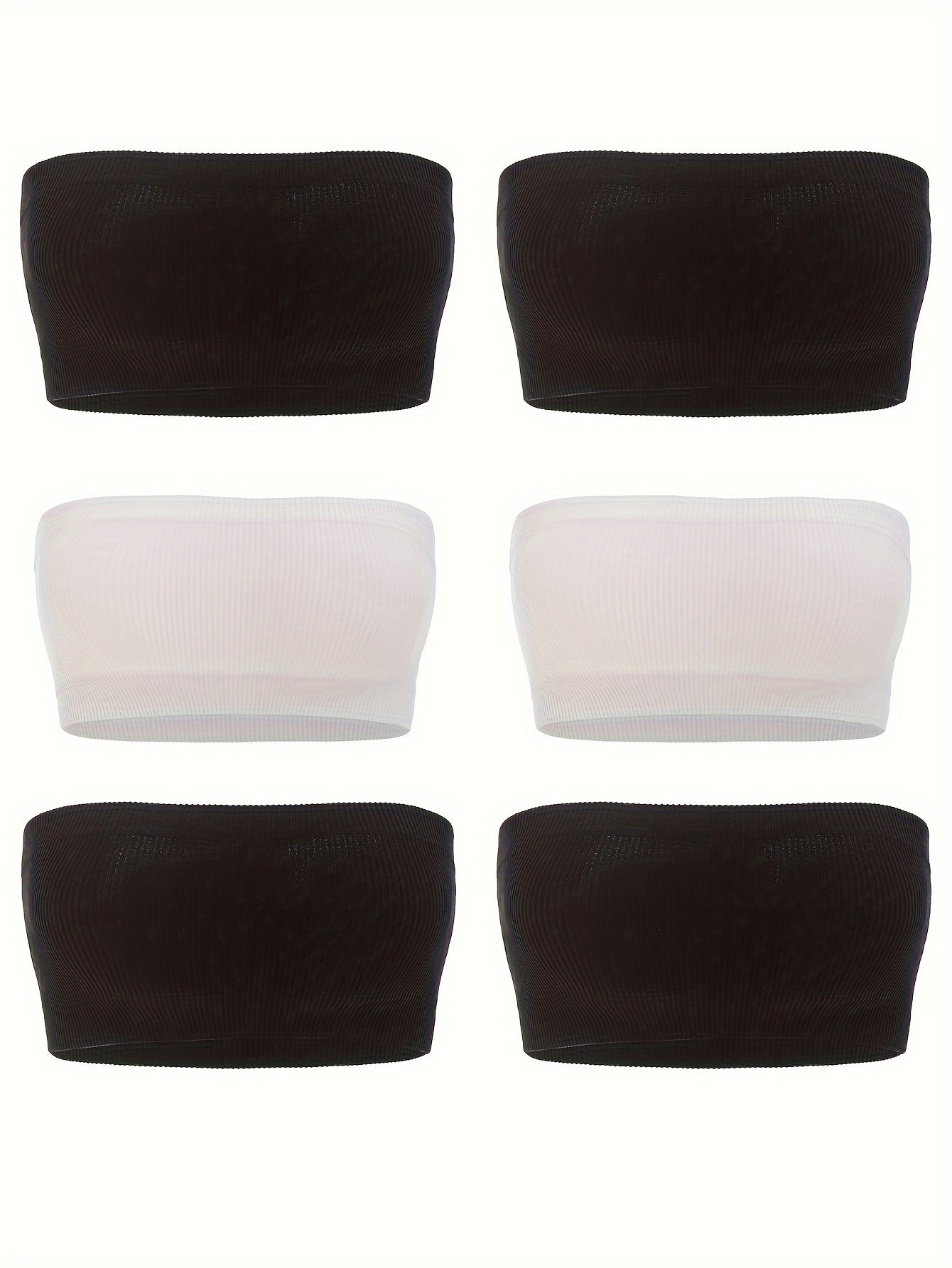 6pcs Seamless Strapless Bandeau Bras Soft Stretch Everyday Bra Women's Lingerie