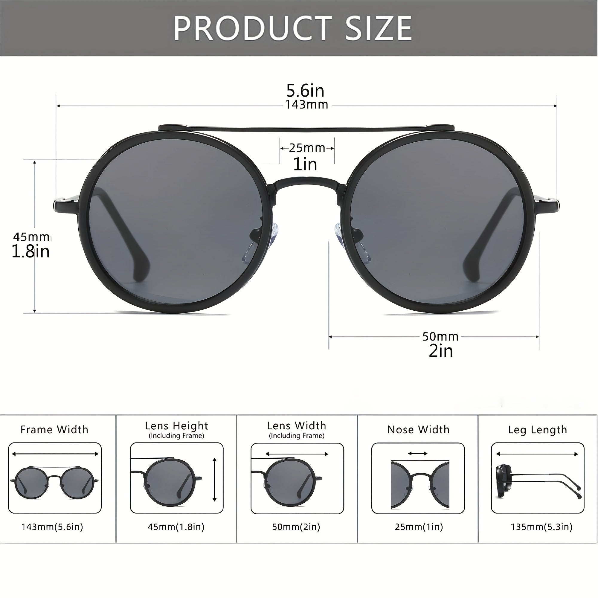 Men's Round Metal Sunglasses Driving Outdoor Glasses UV400