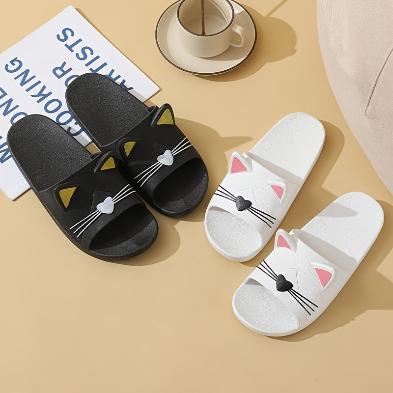 Cartoon Cat Slides Slippers PVC Lightweight Non Slip Floor Shoes Indoor Outdoor