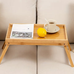 Folding Dinner Plate Table with Foot Tray for Bed and Computer Use