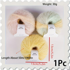Rainbow Dyed Mohair Yarn for DIY Knitting 2pcs