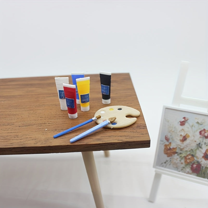 Dollhouse Playset with Paint Brushes Palette and Artists' Colors