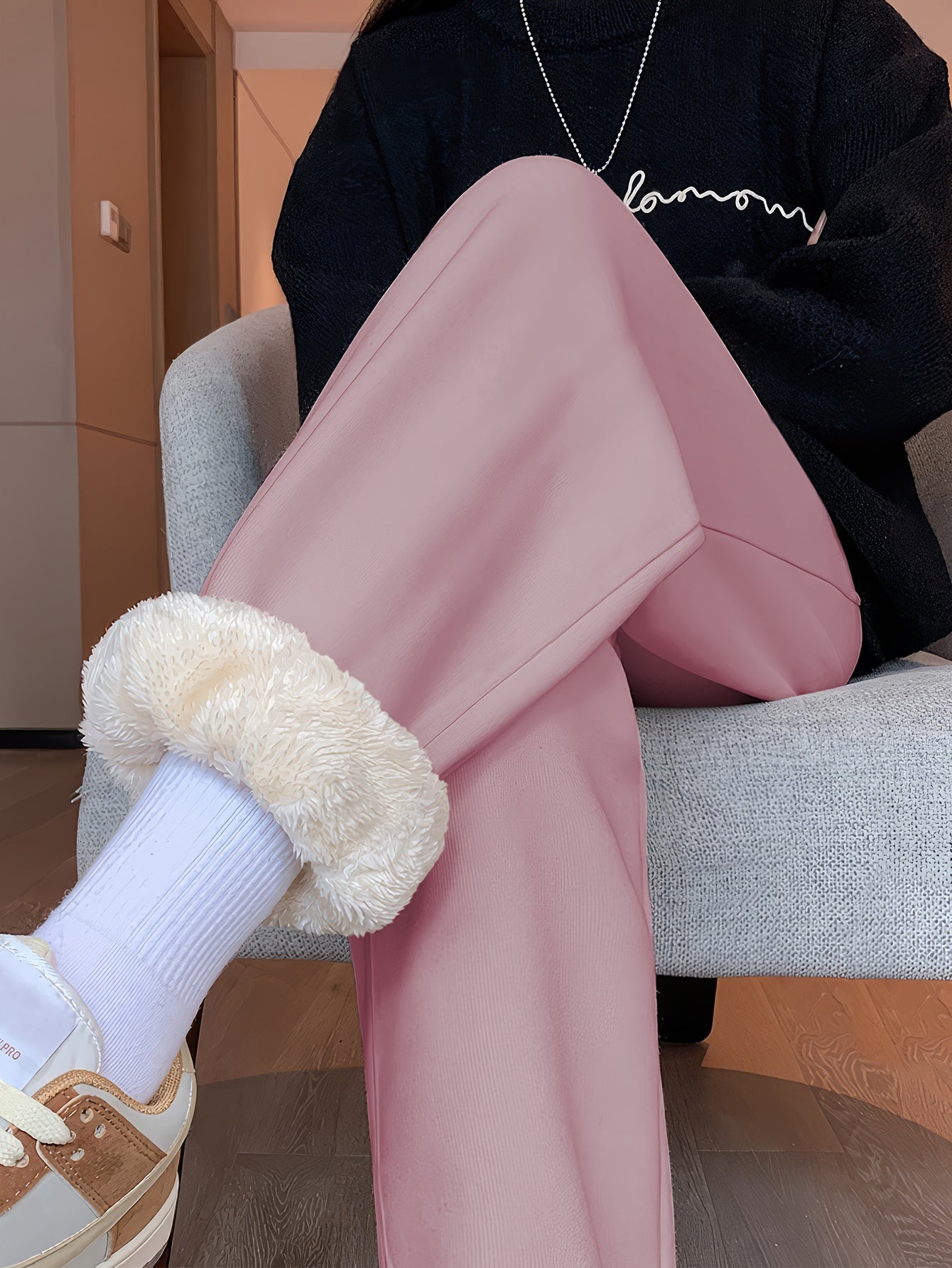 Women's Plus Size Fleece Lined Elastic Drawstring Joggers