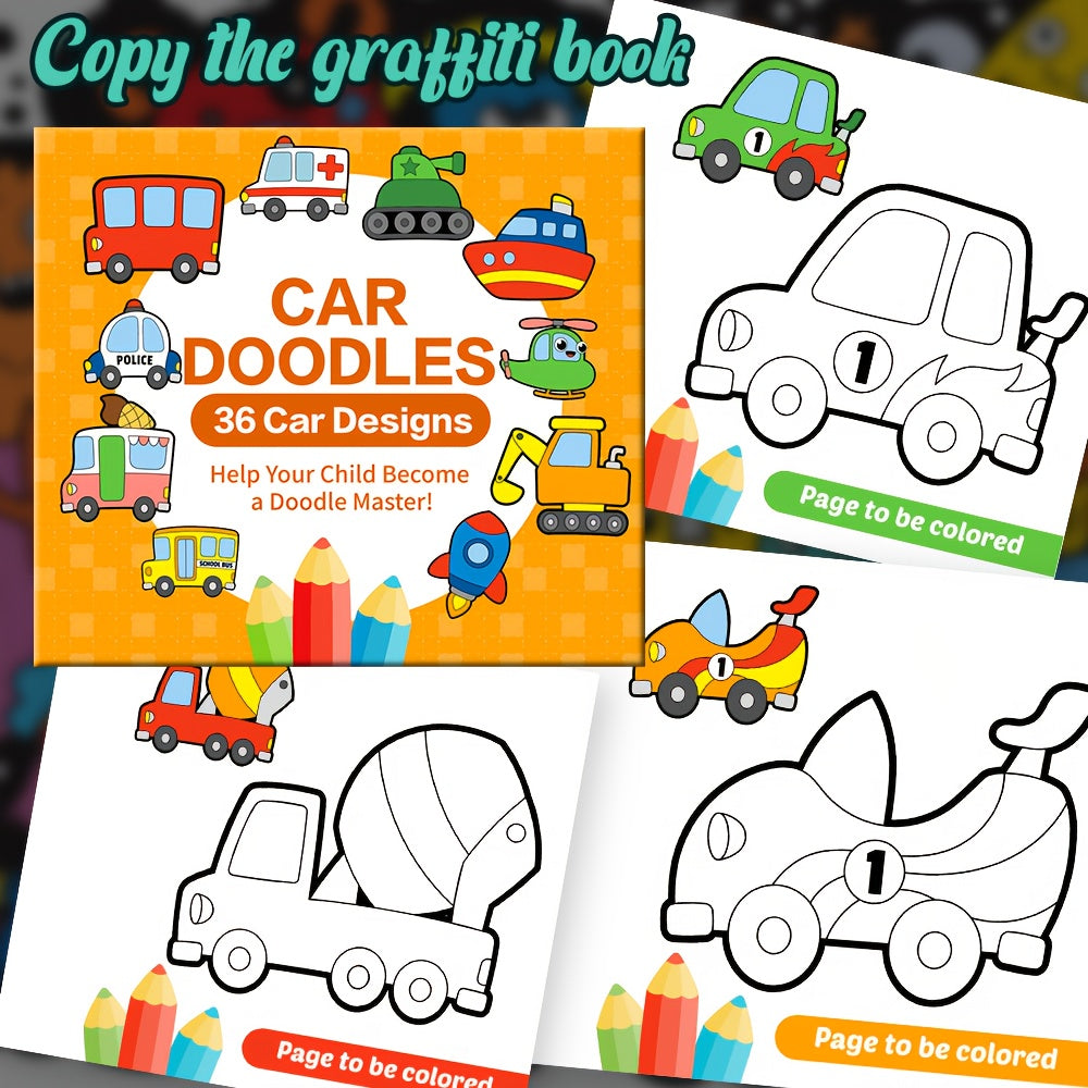 Kids' Car Doodle Activity Book with 36 Designs