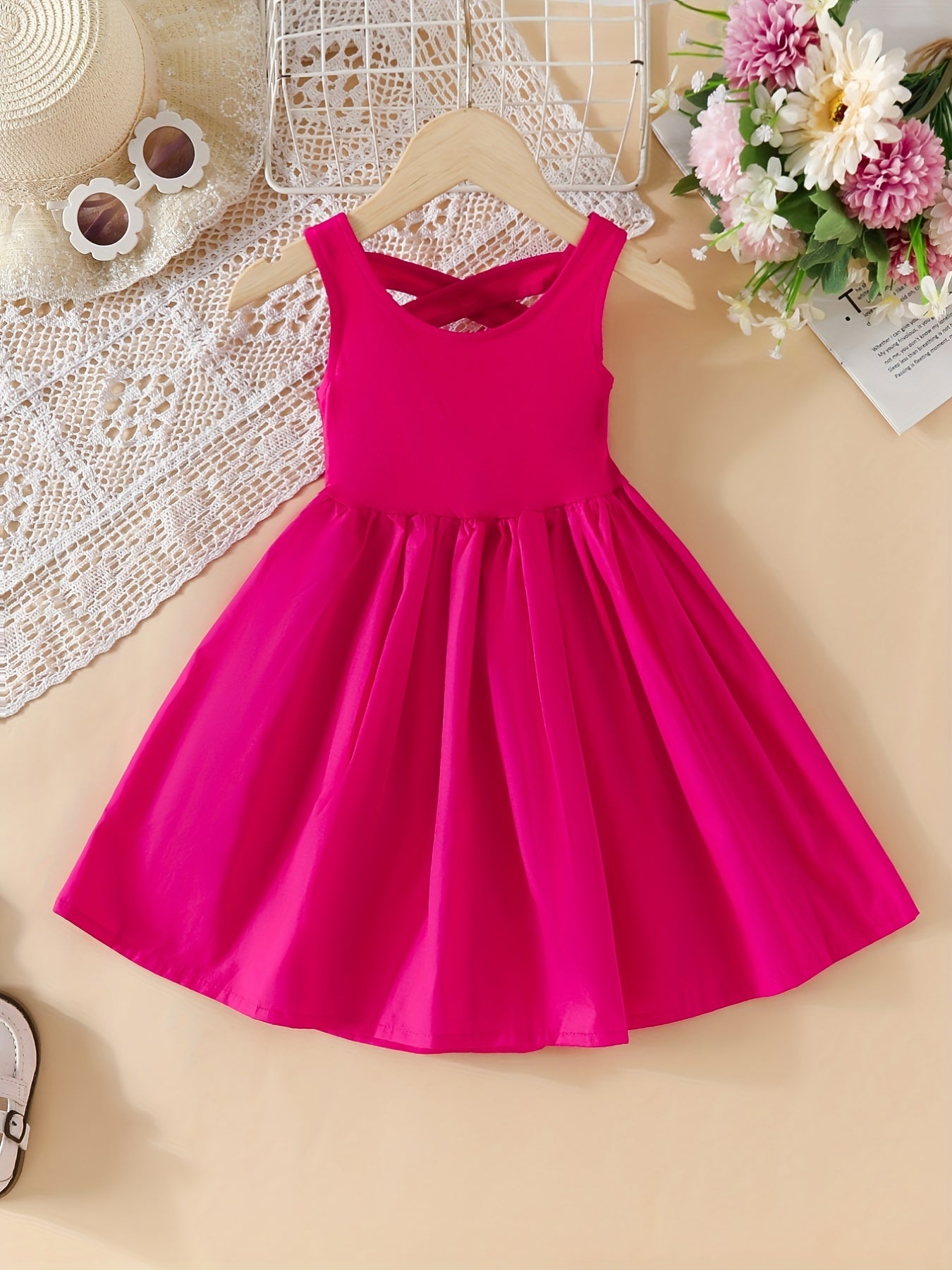 Girls Crisscross Back Vacation Dress