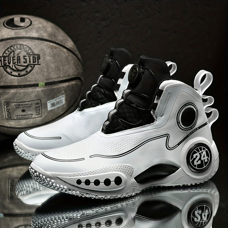 Men's Basketball Shoes with Rotating Buckle Non Slip Sneakers
