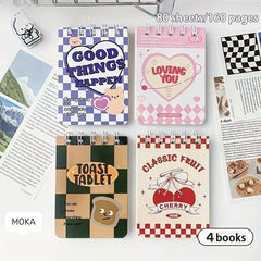 4pk American Retro Student Notebook Thick A7 Spiral Coil Notebook
