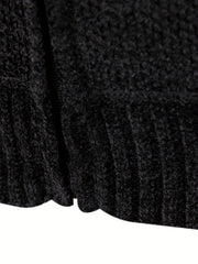 Men's Striped Pattern Hooded Cardigan with Teddy Lining