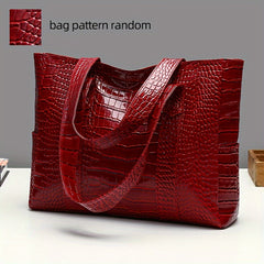 Crocodile Pattern PU Leather Tote Bag Shoulder Handbag