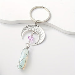 Crescent Moon & Crystal Keychain Romantic Key Ring Purse Bag Charm