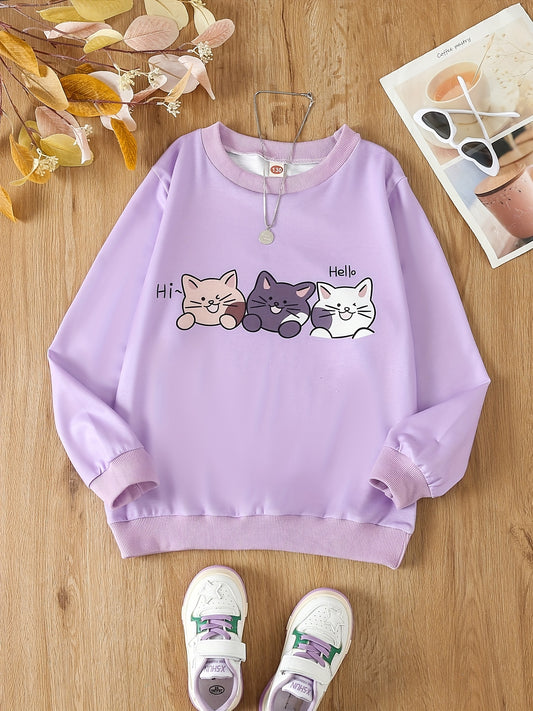 Kitty Buddies Graphic Sweatshirt For Girls