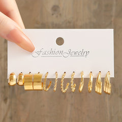 Golden Hoop Earrings with Faux Pearl Decor