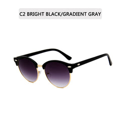 Half Rimless Metal Frame Sunglasses Classic Round Shades Eyeglasses