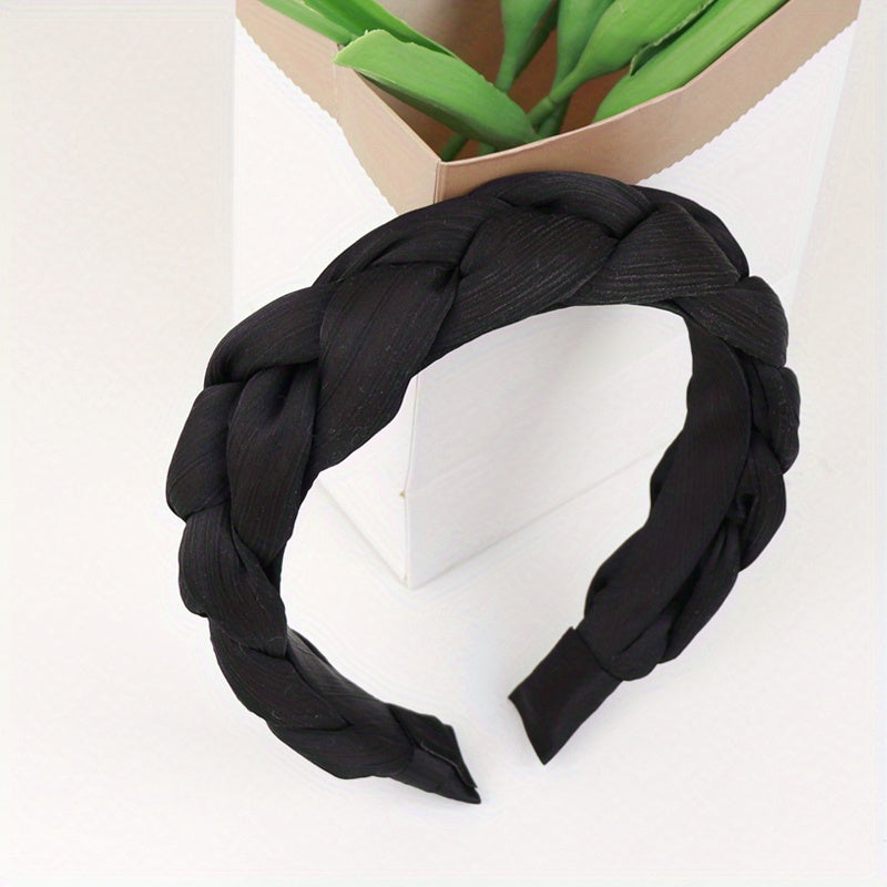 Vintage Fabric Twist Braided Hairband Solid Hair Hoop For Women Girls