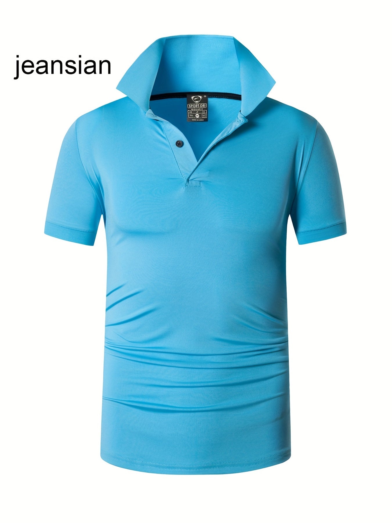Men's Solid Sport Polo Shirt Quick Dry Active Mid Stretch Lapel Button Up
