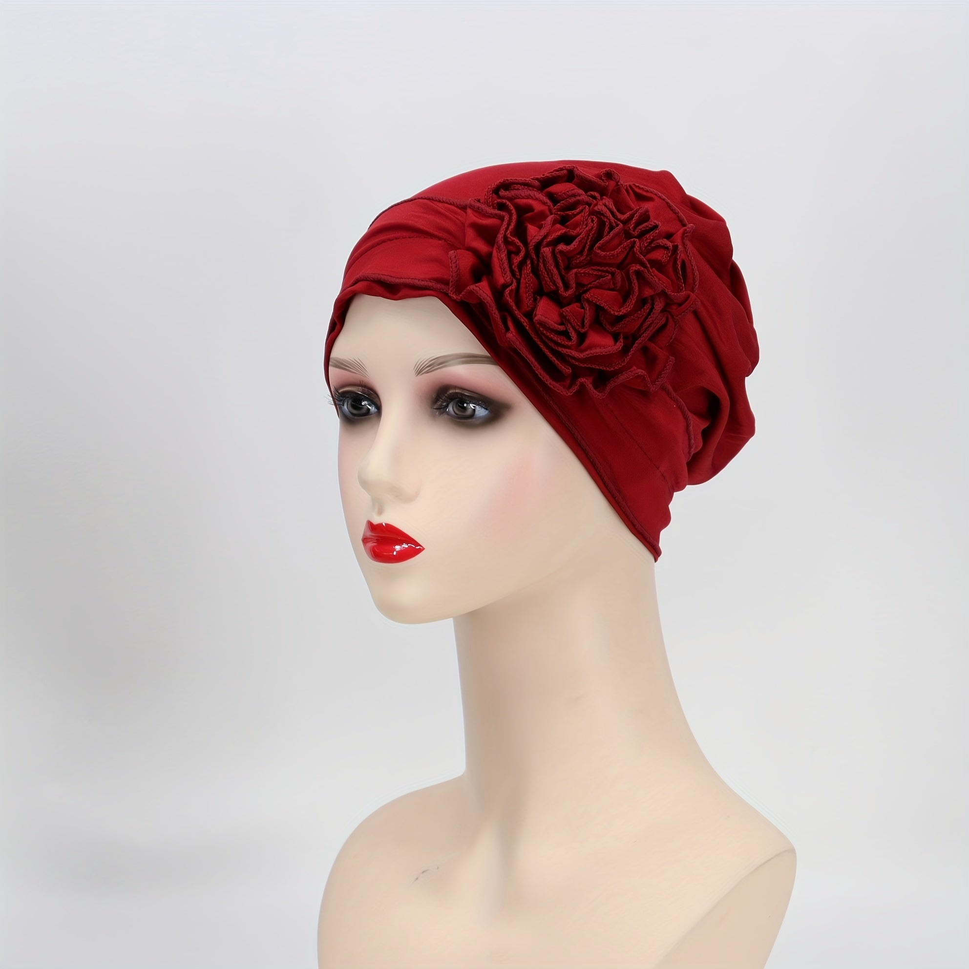 Elastic Turban Cap Solid Head Wrap Bandana Headwear Women Beanie Hats