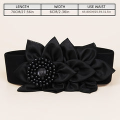 Red Flower Corset Belt Elastic Buckle Girdle for Women