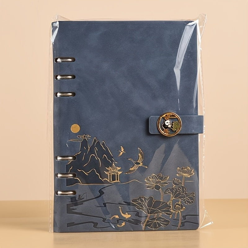 Vintage A5 Loose Leaf Notebook w/ PU Cover, College Ruled Paper