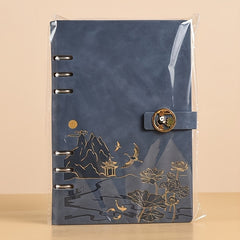 Vintage A5 Loose Leaf Notebook w/ PU Cover, College Ruled Paper