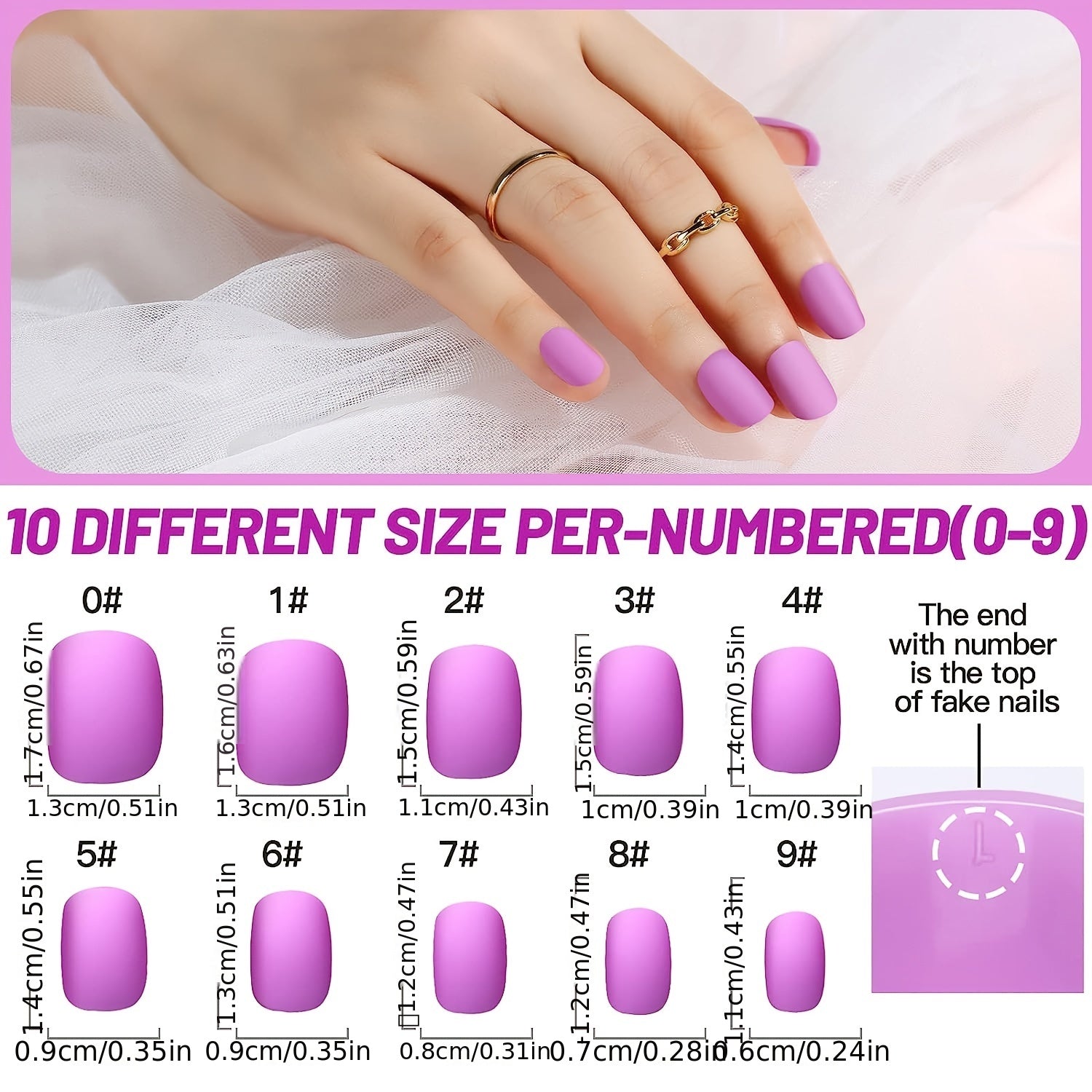 288pcs Matte Press On Nails for Women - Short Oval Frosted False Nails
