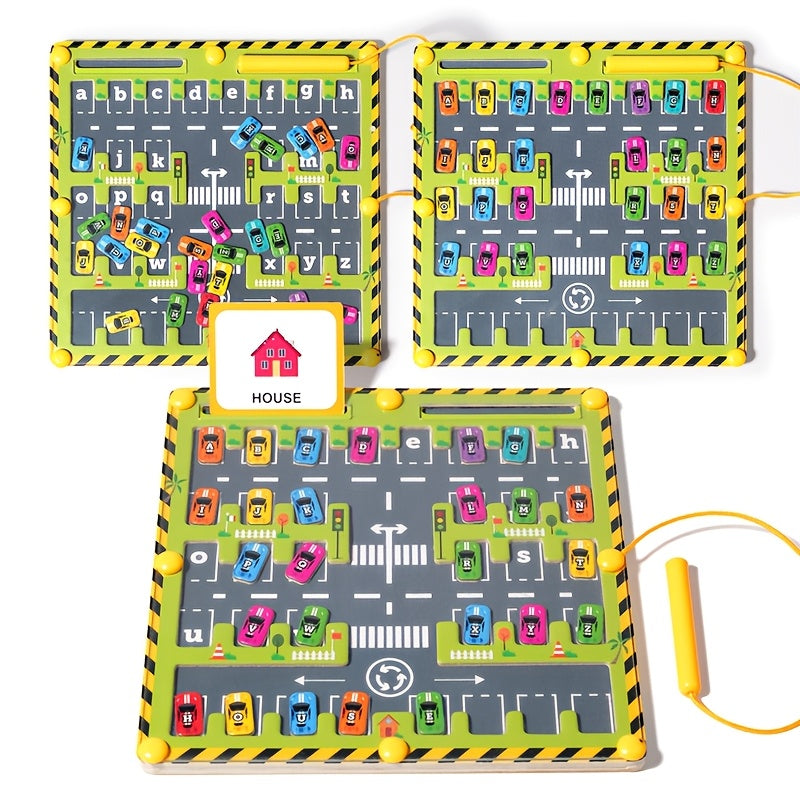 Wooden Magnetic Alphabet Maze Learning Toy for Kids