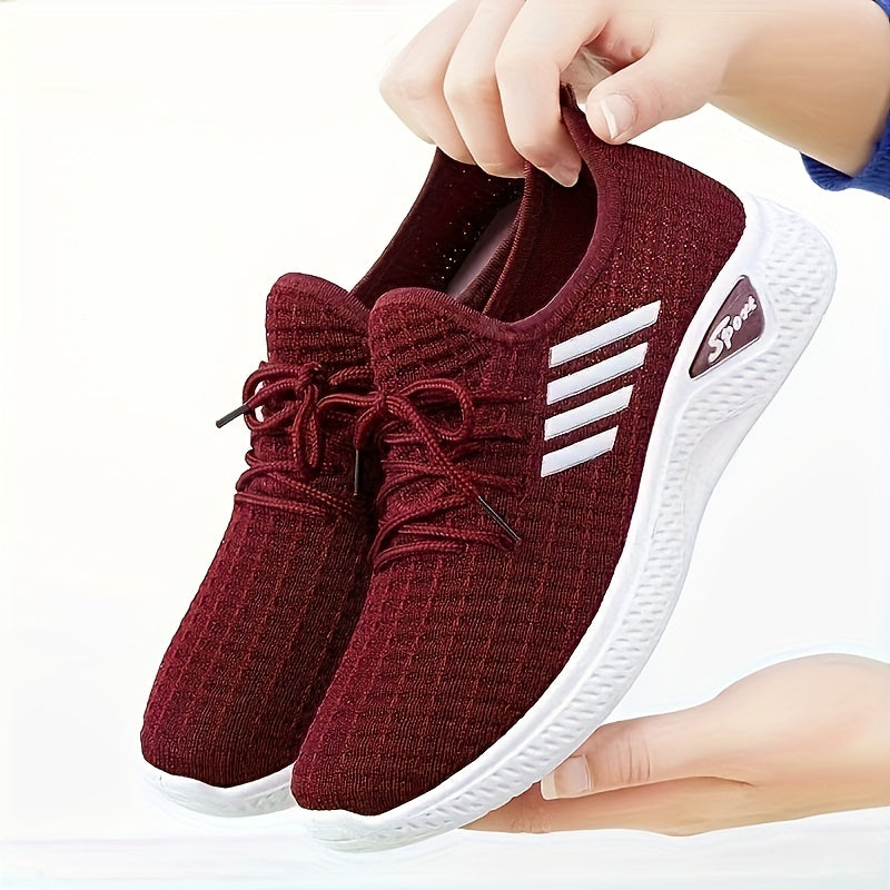 Women's Stripe Athletic Running Shoes Comfort Mesh Casual Sneakers