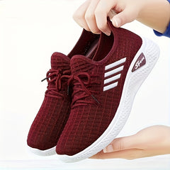 Women's Stripe Athletic Running Shoes Comfort Mesh Casual Sneakers