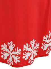  Christmas Casual Dress Women's Plus Deer & Snow Print Long Sleeve Swee