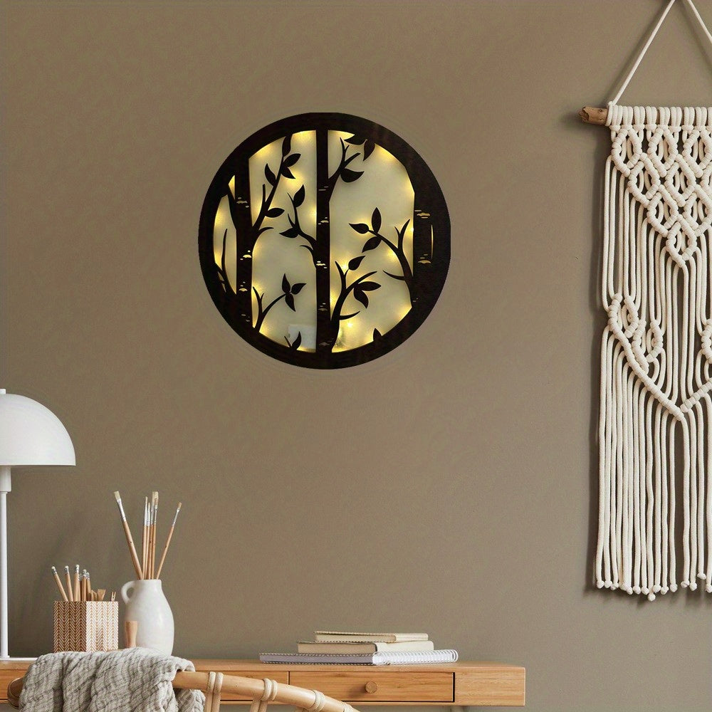 Children's Room Decoration Wall Clock LED Creative Lamp Retro Wooden Sign