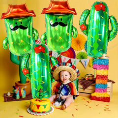 4pcs Giant Cactus Foil Balloons Mexican Holiday Party Decoration