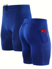Men's Compression Shorts With Pocket Active Quick Dry Base Layer Shorts