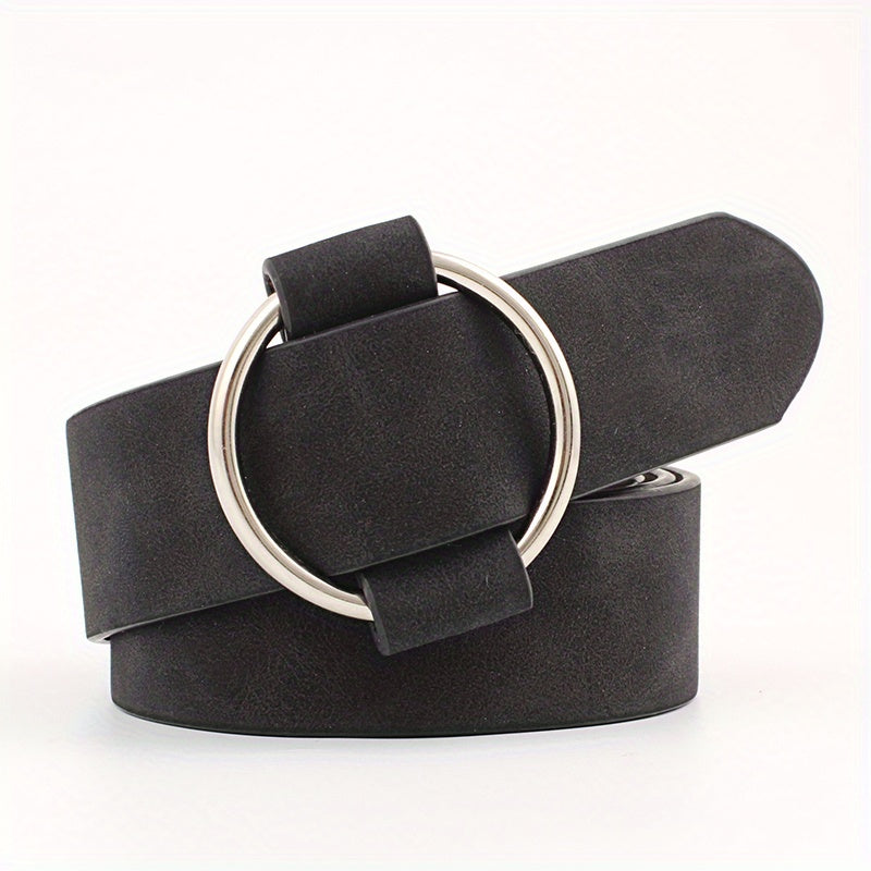 Round Metal Buckle Casual Belts Jeans Pants Wide Belt Women