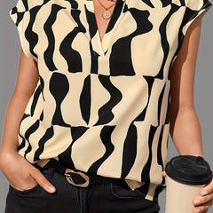 Abstract Print V neck Tank Top Women's Clothing
