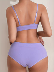 Ribbed Bra & Panties Lingerie Set