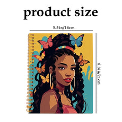 African American Woman with Butterflies Notebook 50 Pages Plain Paper