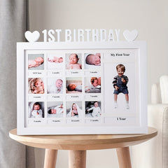 Heart-Shaped 12 Month Growth Record Picture Frame for Baby's Commemoration